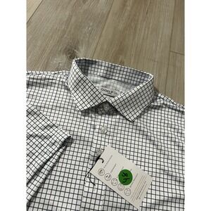 Collars And Co Mens Short  Sleeve Polo Window Check Size Large